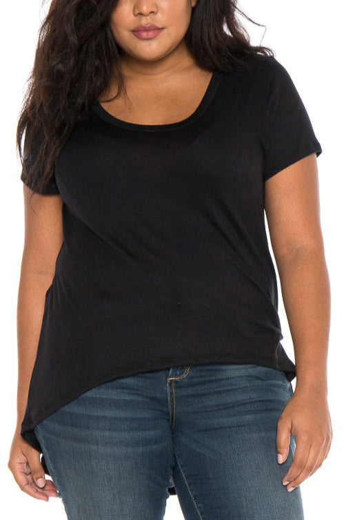 Hi-Lo Short Sleeve Scoop Neck Tee - SLINK JEANS