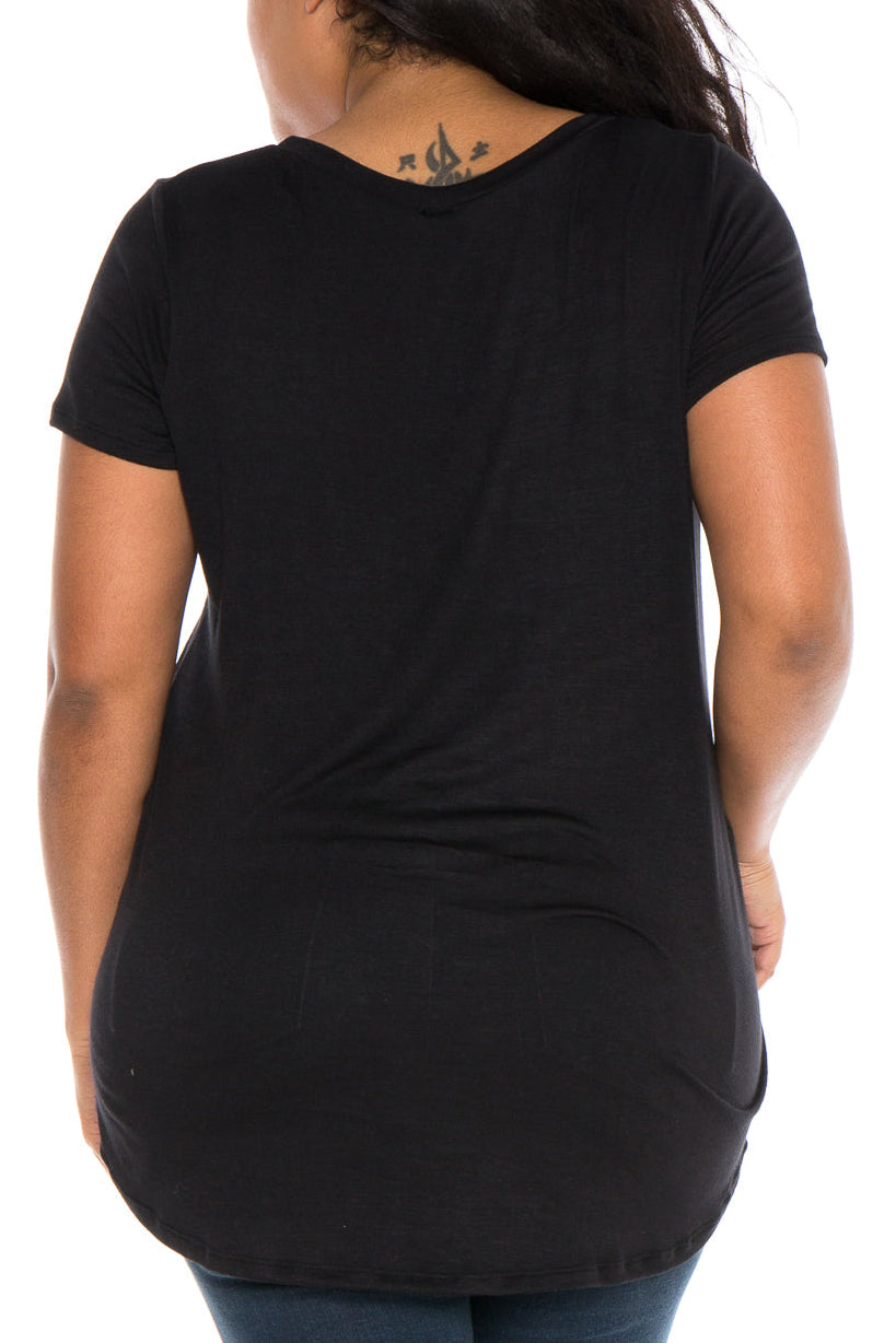 Hi-Lo Short Sleeve Scoop Neck Tee - SLINK JEANS
