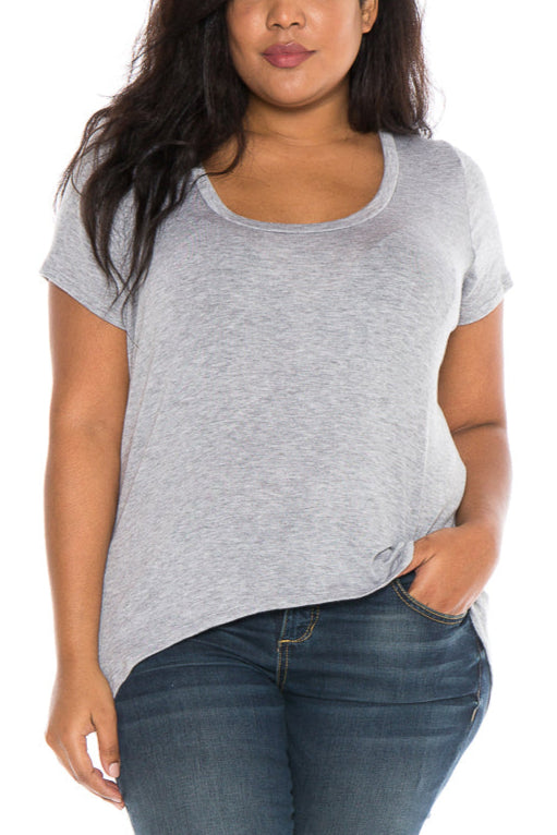 Hi-Lo Short Sleeve Scoop Neck Tee - SLINK JEANS
