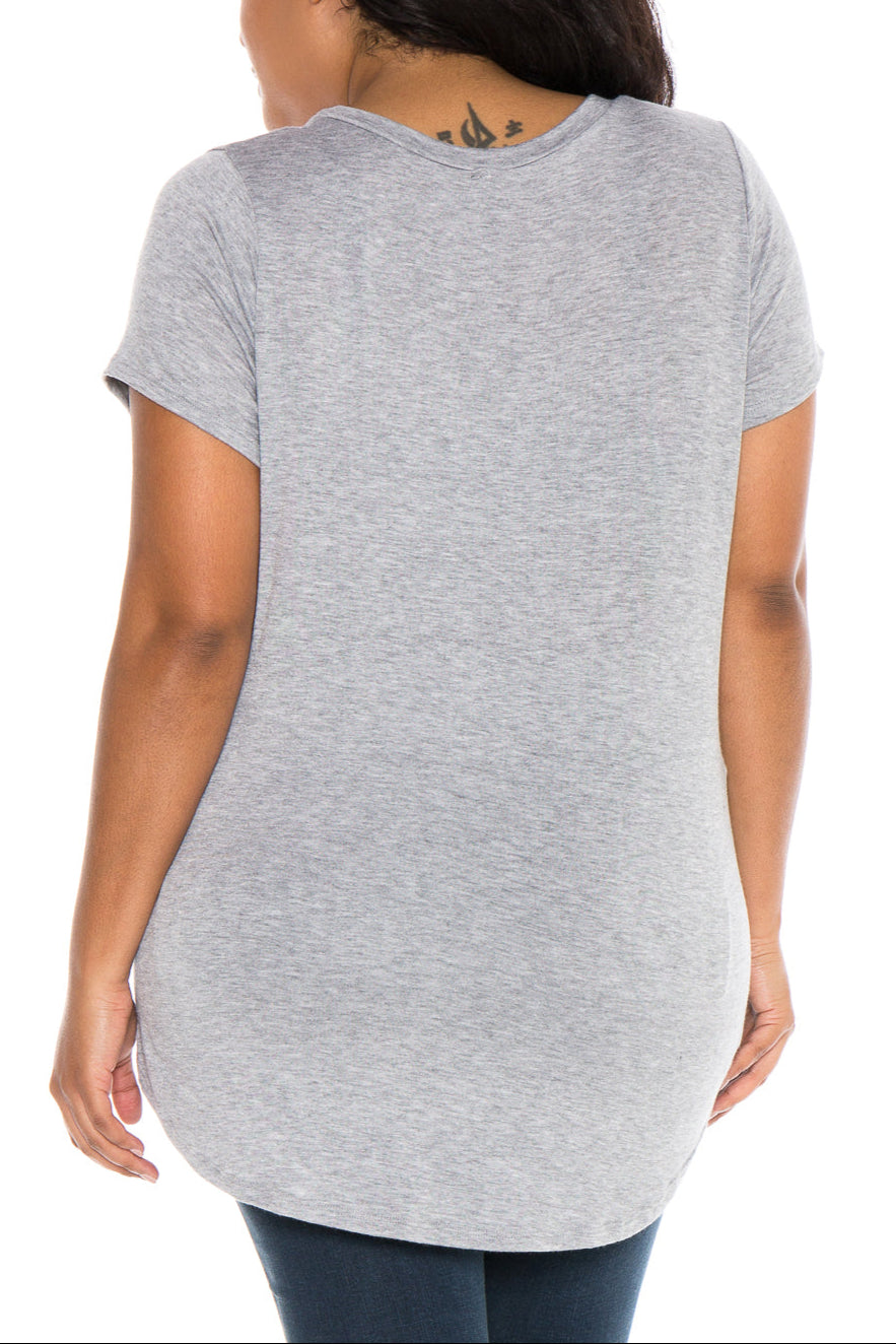 Hi-Lo Short Sleeve Scoop Neck Tee - SLINK JEANS
