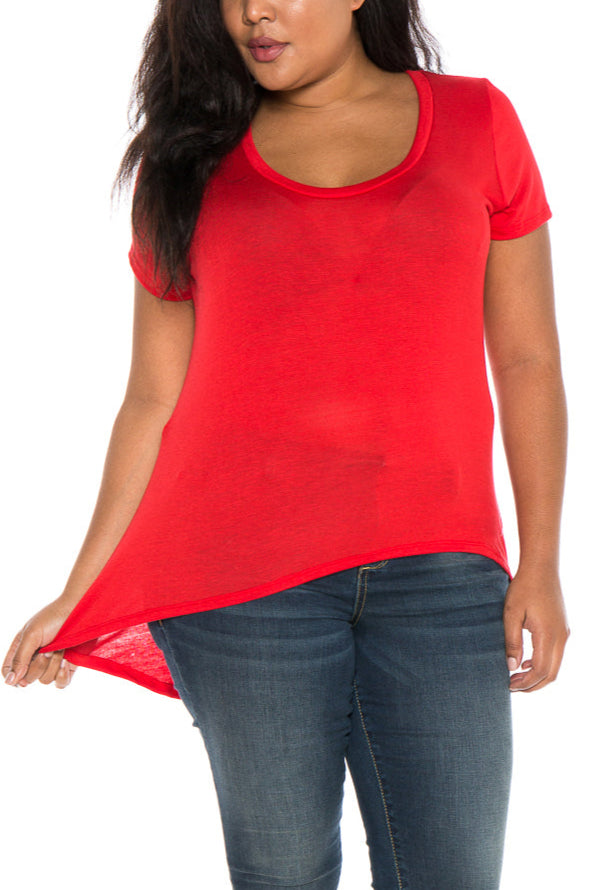 Hi-Lo Short Sleeve Scoop Neck Tee - SLINK JEANS