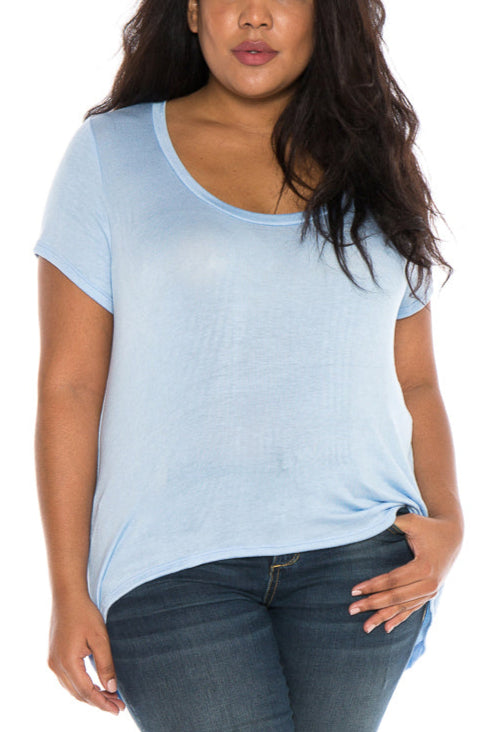 Hi-Lo Short Sleeve Scoop Neck Tee - SLINK JEANS