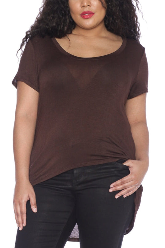 Hi-Lo Short Sleeve Scoop Neck Tee - SLINK JEANS