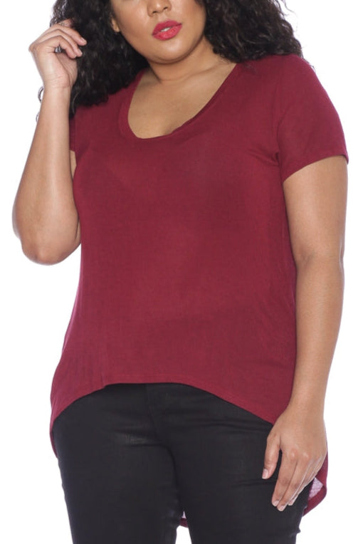 Hi-Lo Short Sleeve Scoop Neck Tee - SLINK JEANS