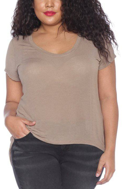 Hi-Lo Short Sleeve Scoop Neck Tee - SLINK JEANS