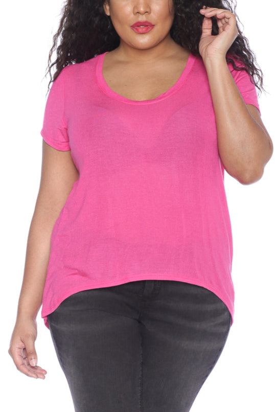 Hi-Lo Short Sleeve Scoop Neck Tee - SLINK JEANS