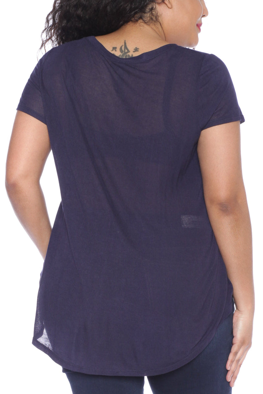 Hi-Lo Short Sleeve Scoop Neck Tee - SLINK JEANS