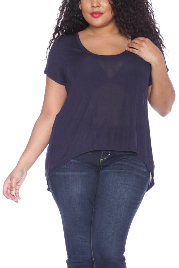 Hi-Lo Short Sleeve Scoop Neck Tee - SLINK JEANS