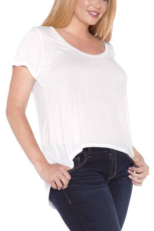 Hi-Lo Short Sleeve Scoop Neck Tee - SLINK JEANS