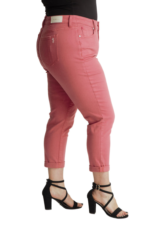 Color Mid rise boyfriend rolled in 25.5" inseam - Cayenne