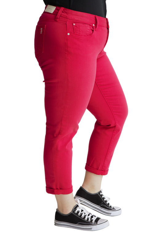 Color Mid Rise Boyfriend rolled in 25.5" inseam - Popper