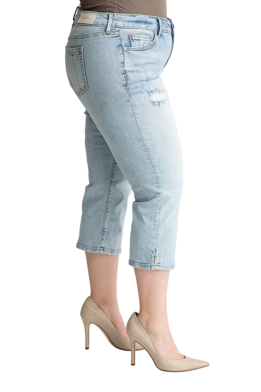 Denim Mid Rise Straight Crop with Slit in 22.5" inseam - Louise