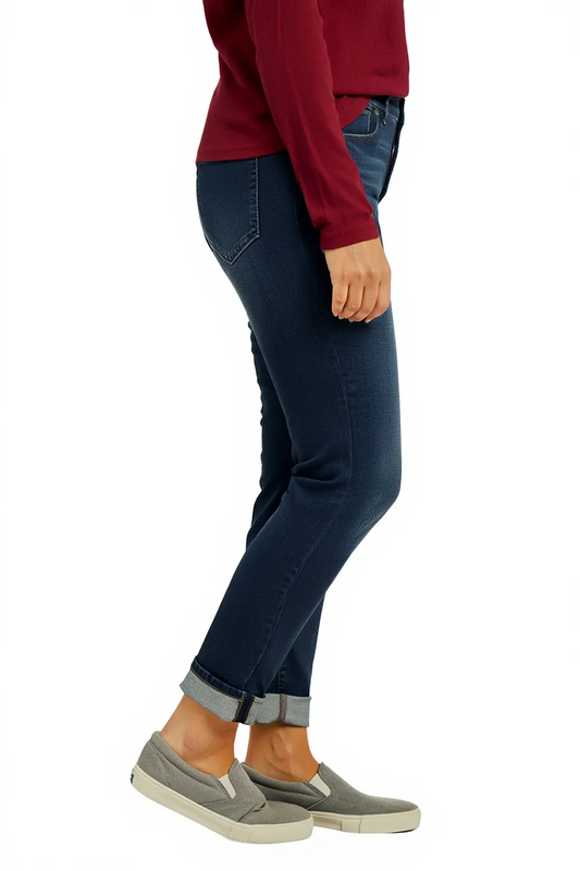 Denim Mid Rise Boyfriend rolled in 28" inseam - Zinnia
