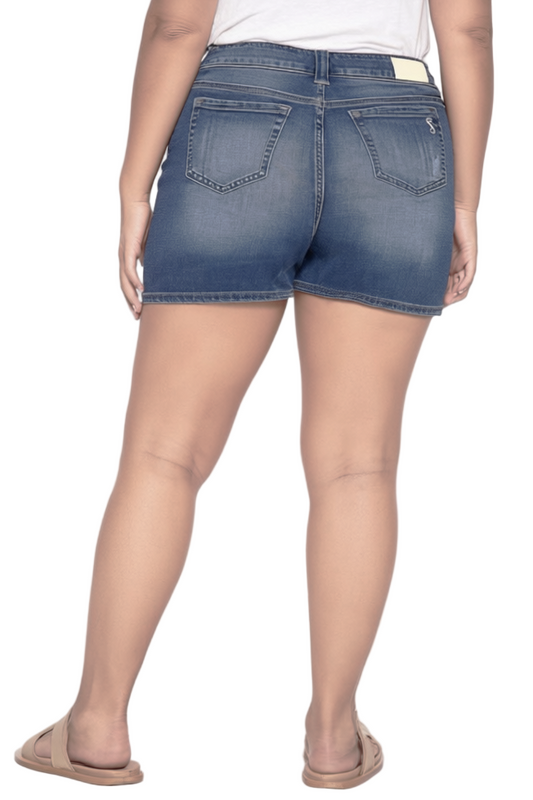 Denim shorts mid rise with side vents in 5.5" Inseam -Eulalia - SLINK JEANS