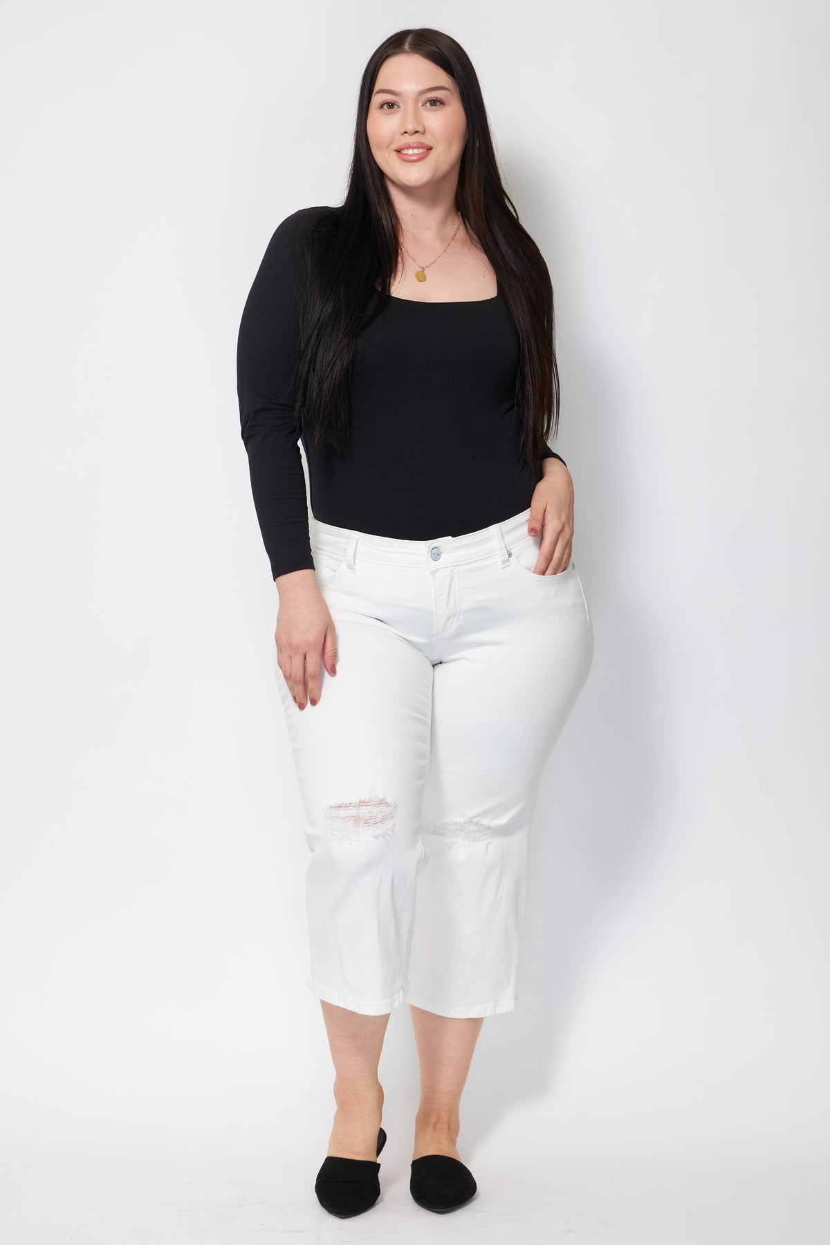 Color Mid Rise Wide Leg Crop in 23" inseam - Optical White