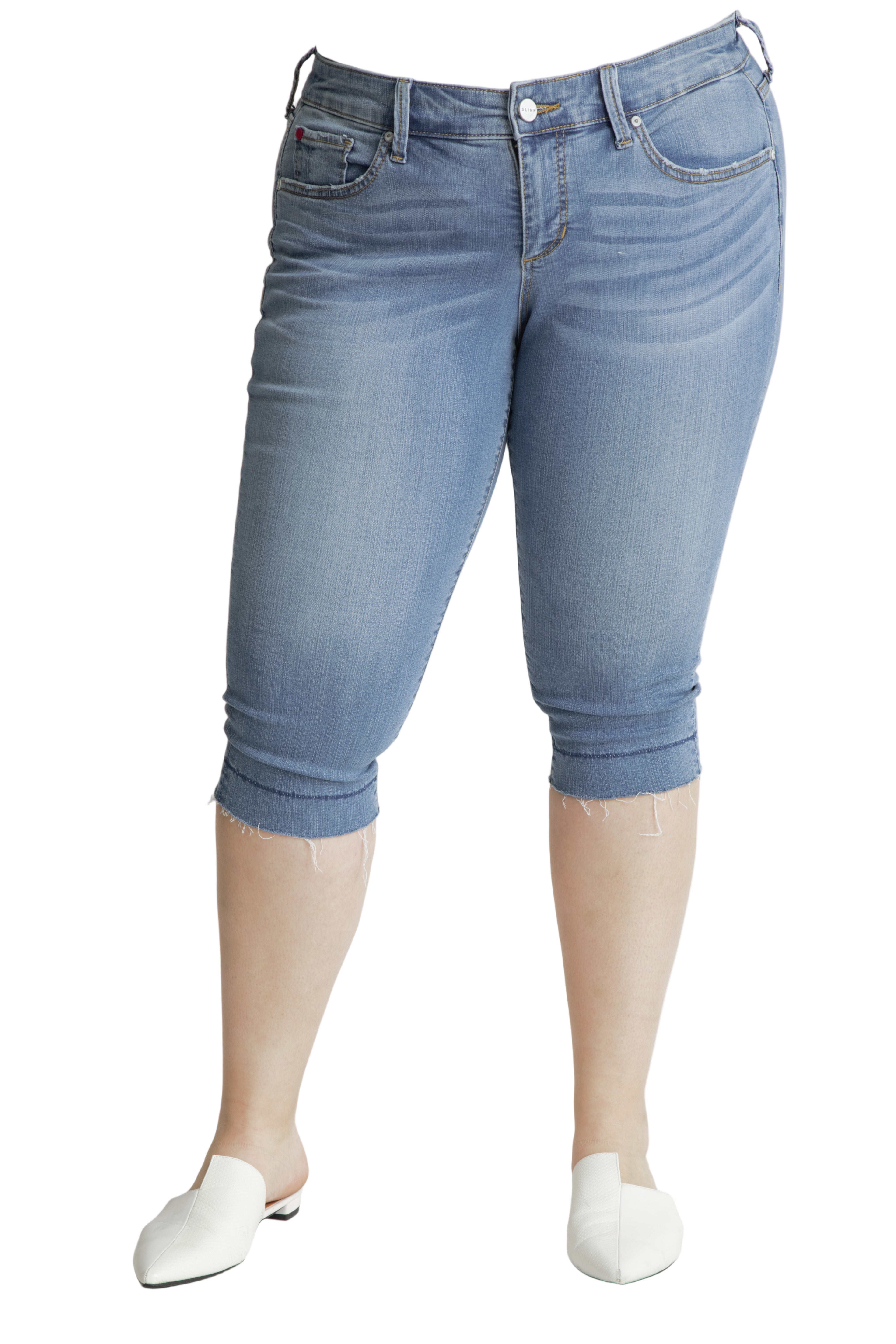 Denim Crop frayed hem in 18" inseam - Lea - SLINK JEANS