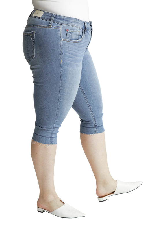 Denim Crop frayed hem in 18" inseam - Lea - SLINK JEANS