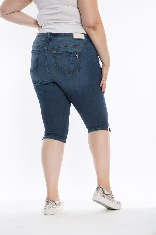 Denim Crop with side vents in 18" inseam - Tenley