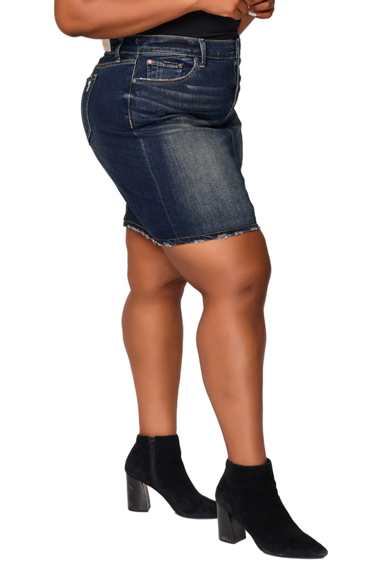 Denim knee length skirt in 23" length - Roselyn