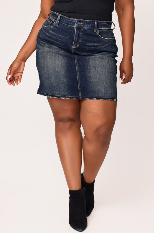 Denim knee length skirt in 23" length - Roselyn