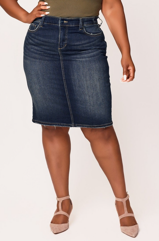 Denim knee length skirt in 23" length - Virginia