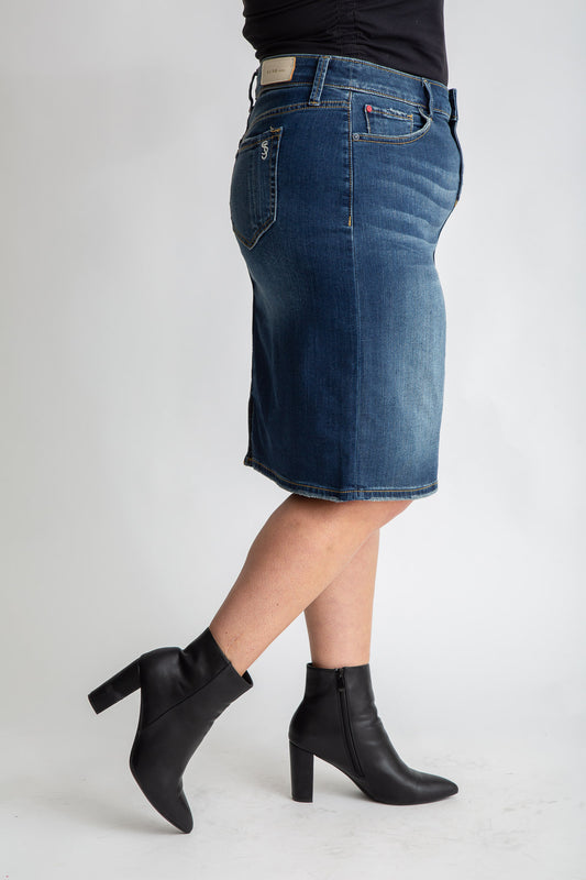 Denim knee length skirt in 23" length - Virginia