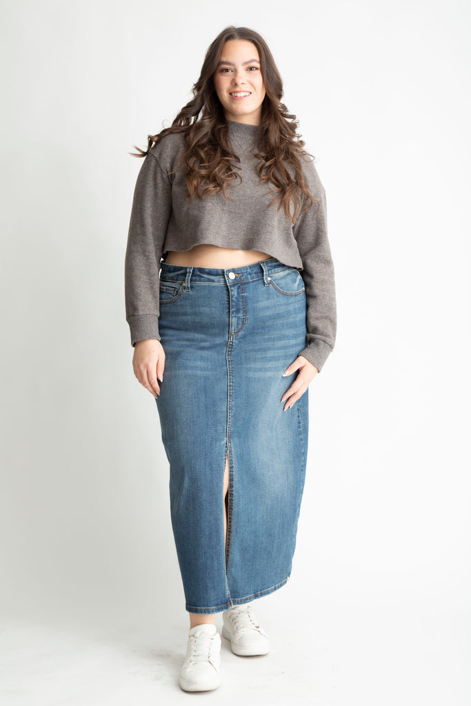 スカート musinsastandardwoman Women's Front Slit Denim Long Skirt Gra MUSINSA | MUSINSA STANDARD WOMAN Women's Front Slit Denim