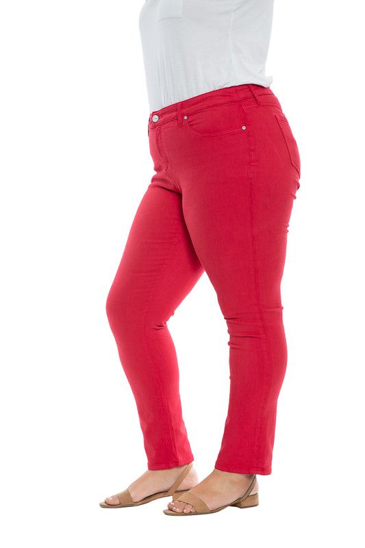 Color Mid Rise Slim - Rose Red - SLINK JEANS