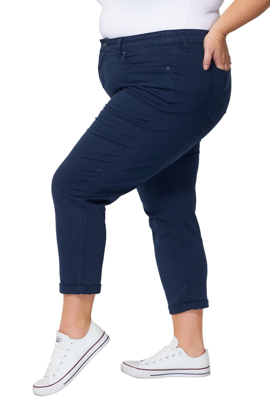 Color Mid Rise Boyfriend rolled in 25.5" inseam - Blue Night