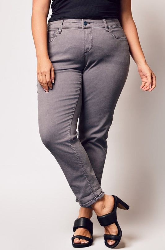 Color Mid Rise Boyfriend pants in rolled 25.5" Inseam - Grey