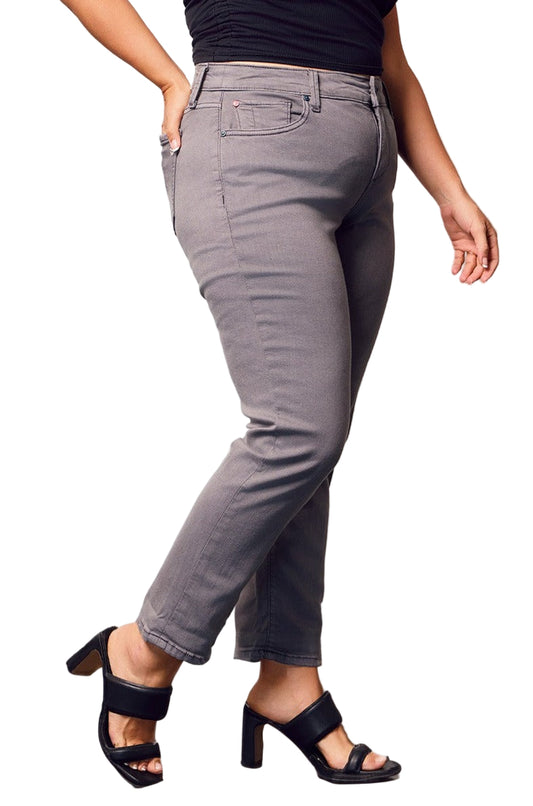 Color Mid Rise Boyfriend pants in rolled 25.5" Inseam - Grey
