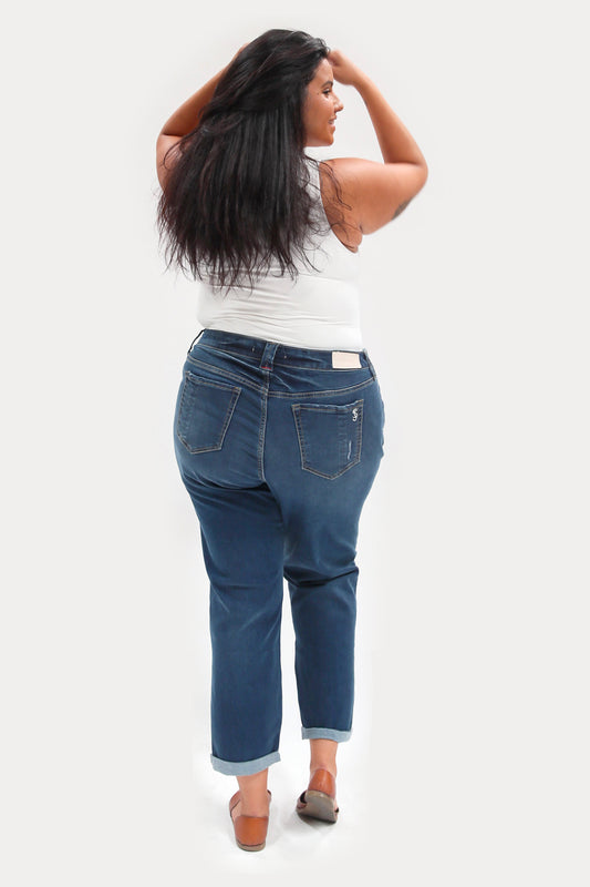 Denim Mid rise boyfriend rolled in 25.5" inseam - Kennedi