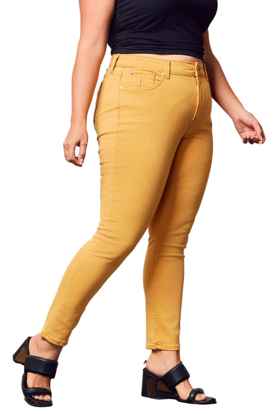 Color high rise skinny in 28" inseam ankle length - Golden Yellow