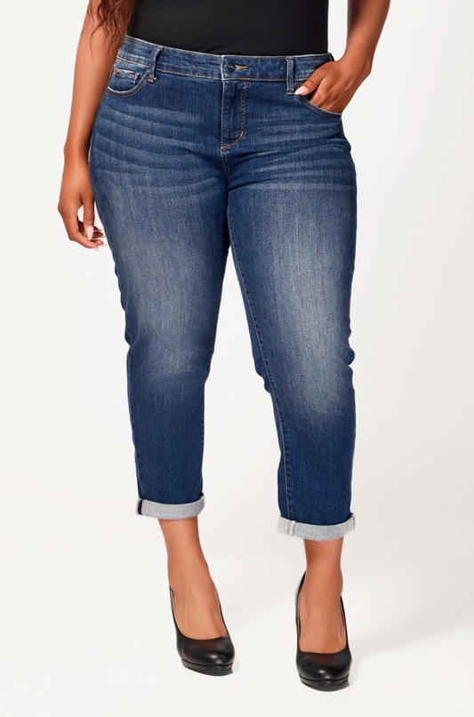 Denim Mid Rise Boyfriend in rolled 25.5" Inseam - Eleanor