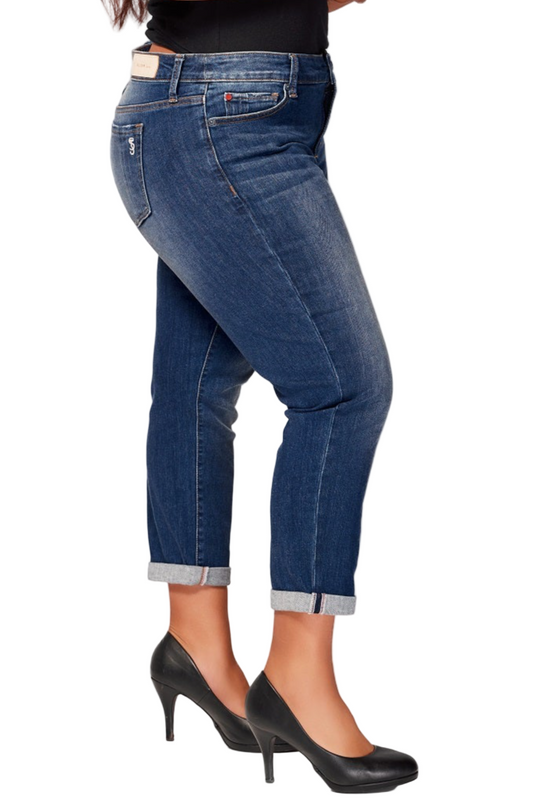 Denim Mid Rise Boyfriend in rolled 25.5" Inseam - Eleanor
