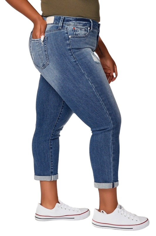 Denim Mid Rise Boyfriend in rolled 25.5" Inseam - Valentina