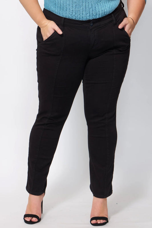 Color Mid Rise straight leg in 30"inseam - Black