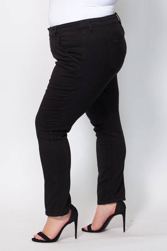 Color Mid Rise straight leg in 30"inseam - Black