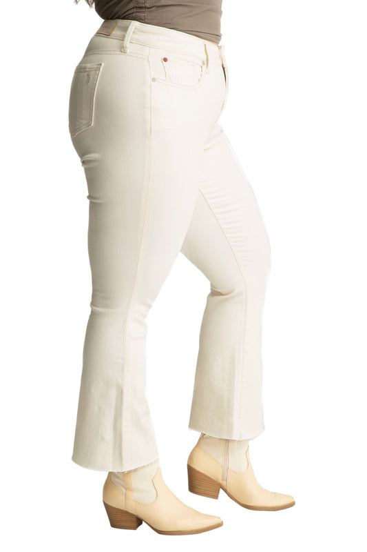 Color high rise flare in 28" inseam  - Cream