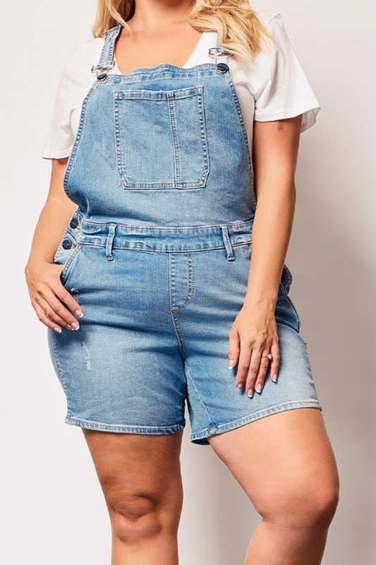 Denim short overall bibs in 5.5" inseam - Sophie