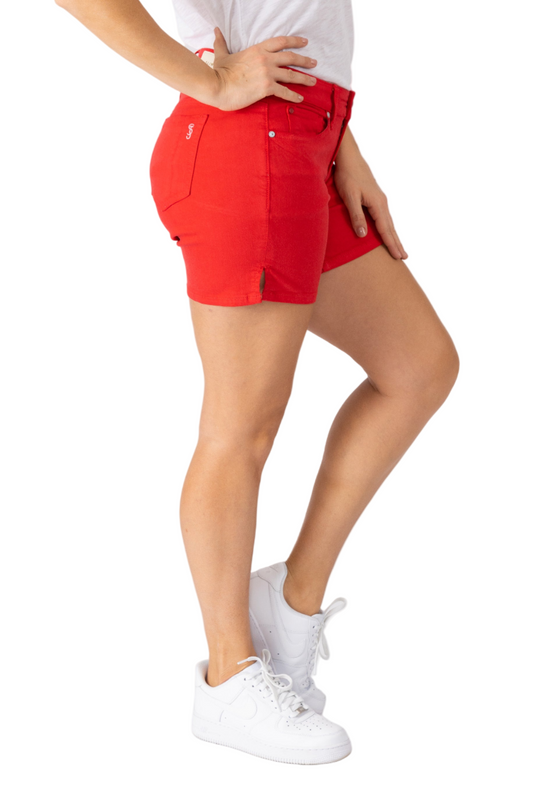 Colo Shorts with side vents in 5.5" inseam - Rose Red - SLINK JEANS