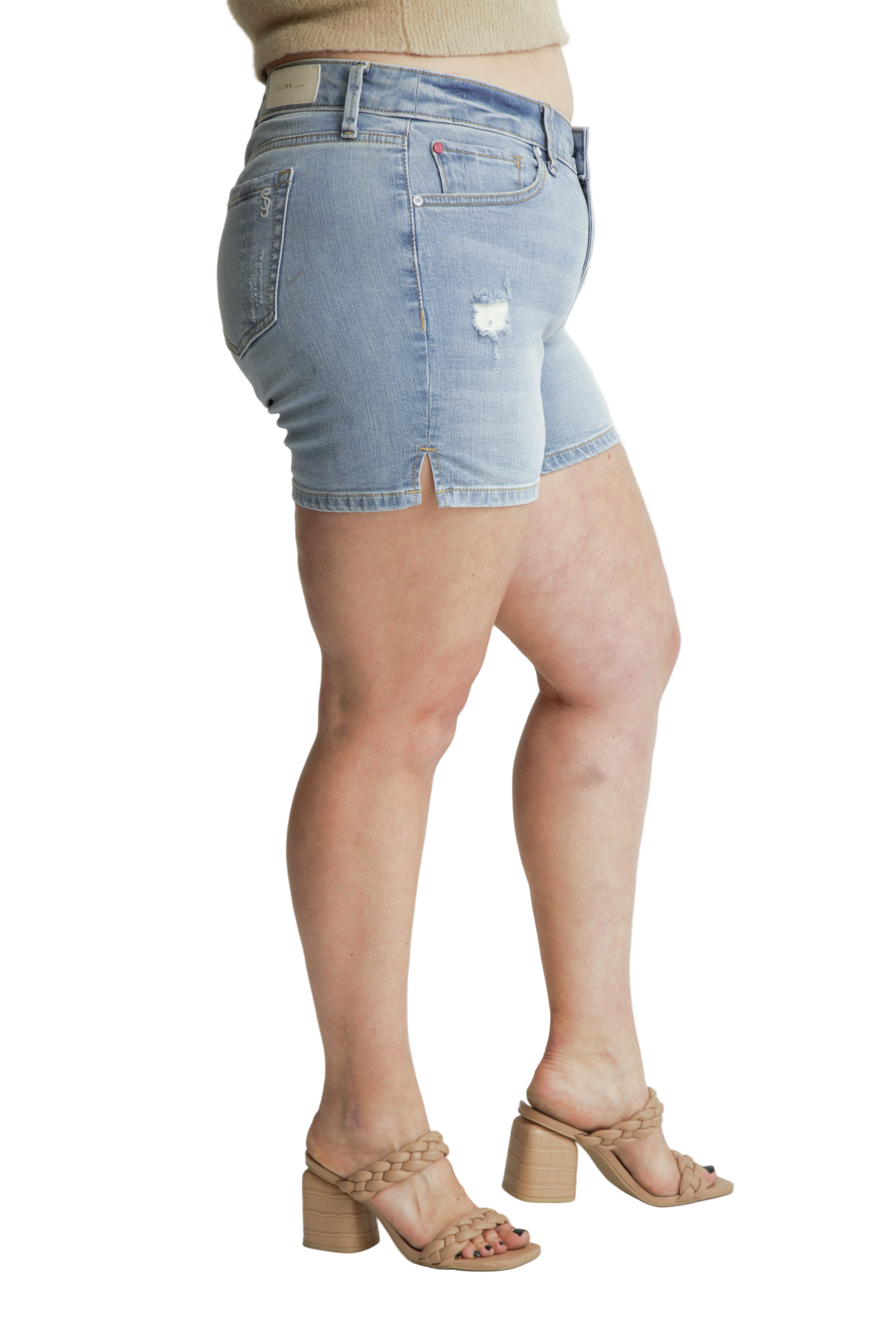 Denim shorts mid rise with side vents in 5.5" Inseam - Avery - SLINK JEANS