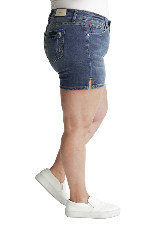 Denim shorts mid rise with side vents in 5.5" Inseam - Nora - SLINK JEANS