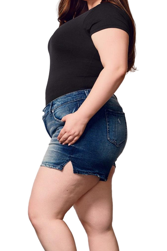 Denim shorts mid rise with side vents in 5.5" Inseam - Aria - SLINK JEANS