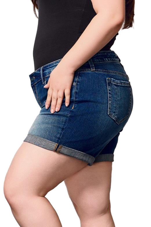 Denim rolled shorts in 5.5" Inseam - Ruby - SLINK JEANS