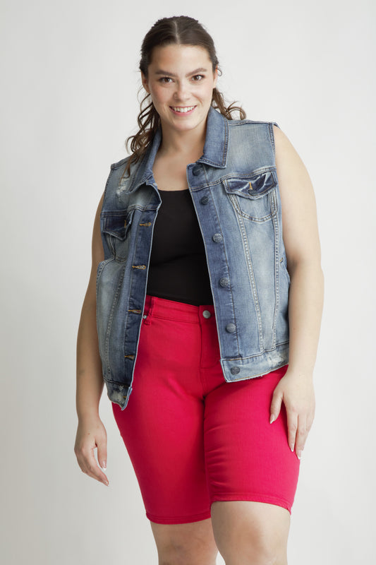 Denim Vest 25" Length - Audrey