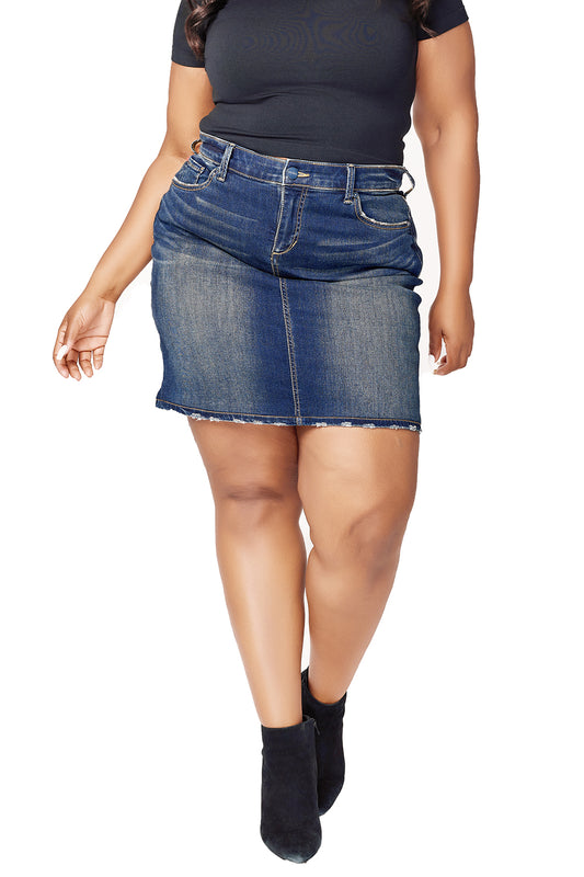 Denim knee length skirt - Roselyn