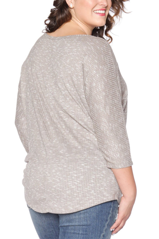 Half Sleeve Scoop Neck Tee in Marble color - Dark Coco