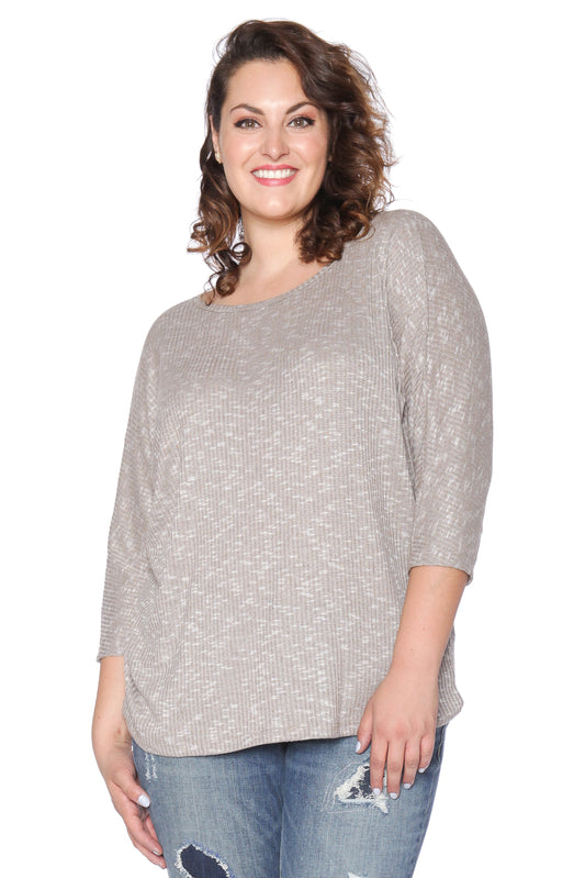 Half Sleeve Scoop Neck Tee in Marble color - Dark Coco