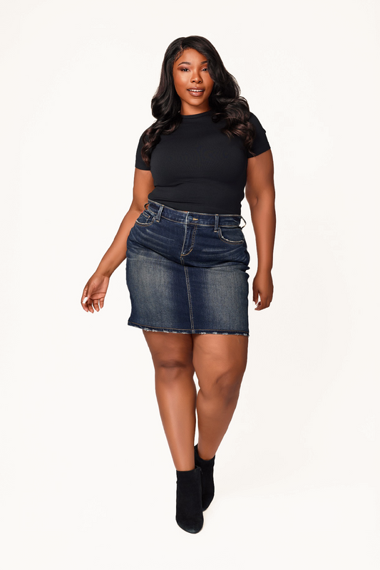 Denim knee length skirt in 23" length - Roselyn